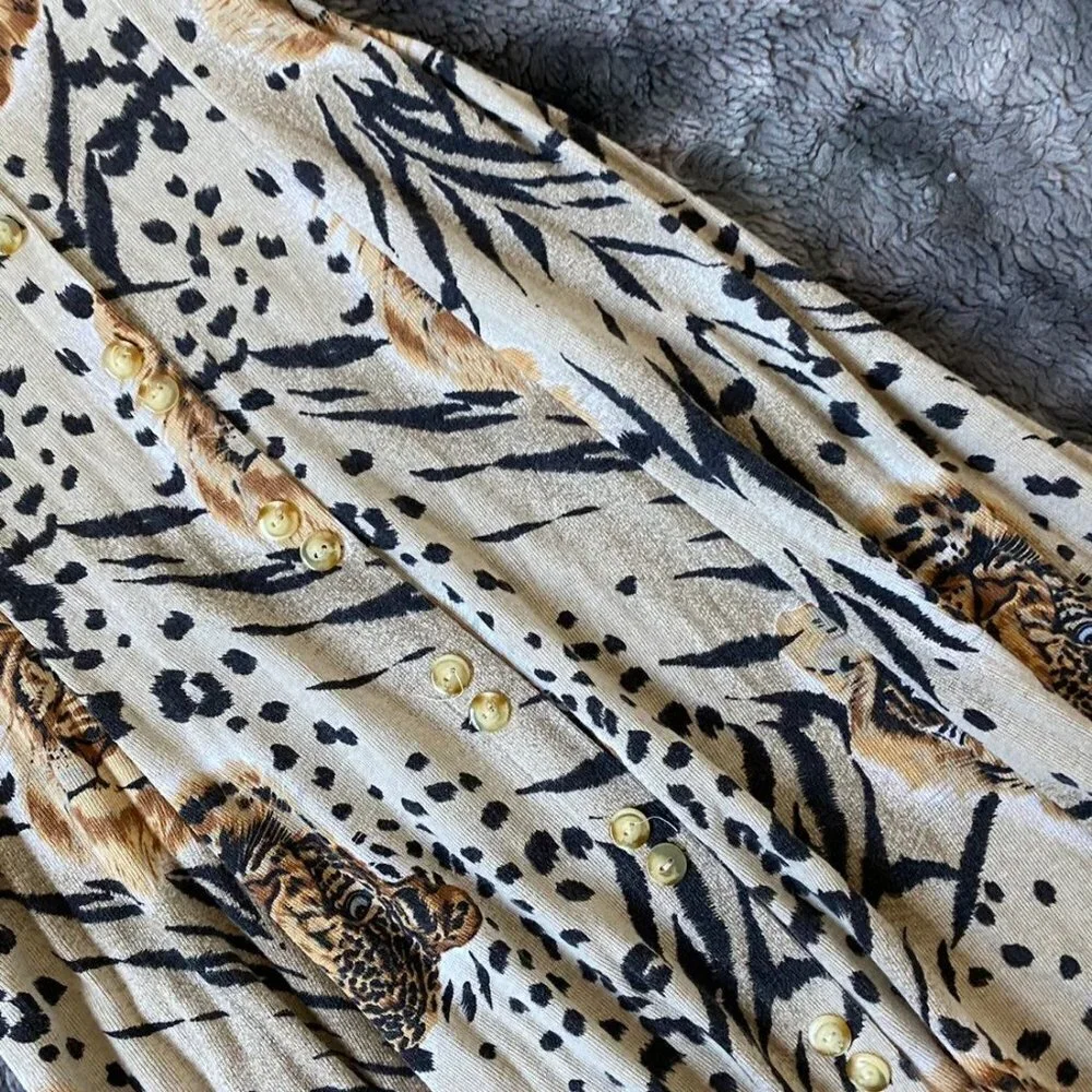 VTG La Fete Jungle Print Midi Dress